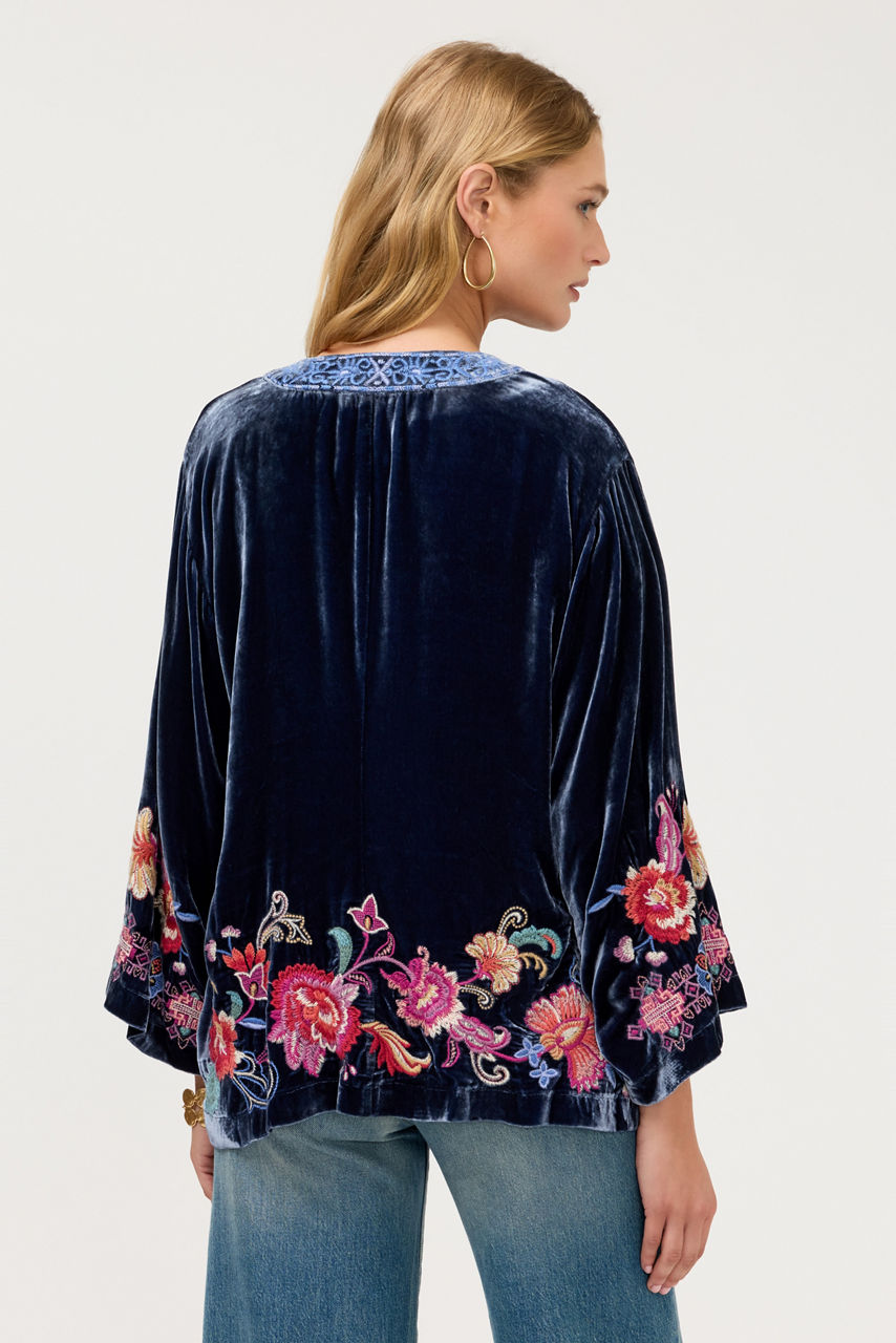 VELVET TIE FRONT KIMONO, , large image 4