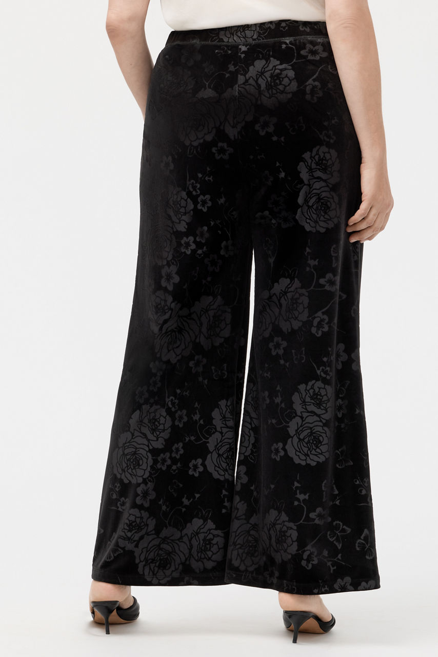 EMBOSSED STRETCH VELVET WIDE LEG PANT, , large image 3