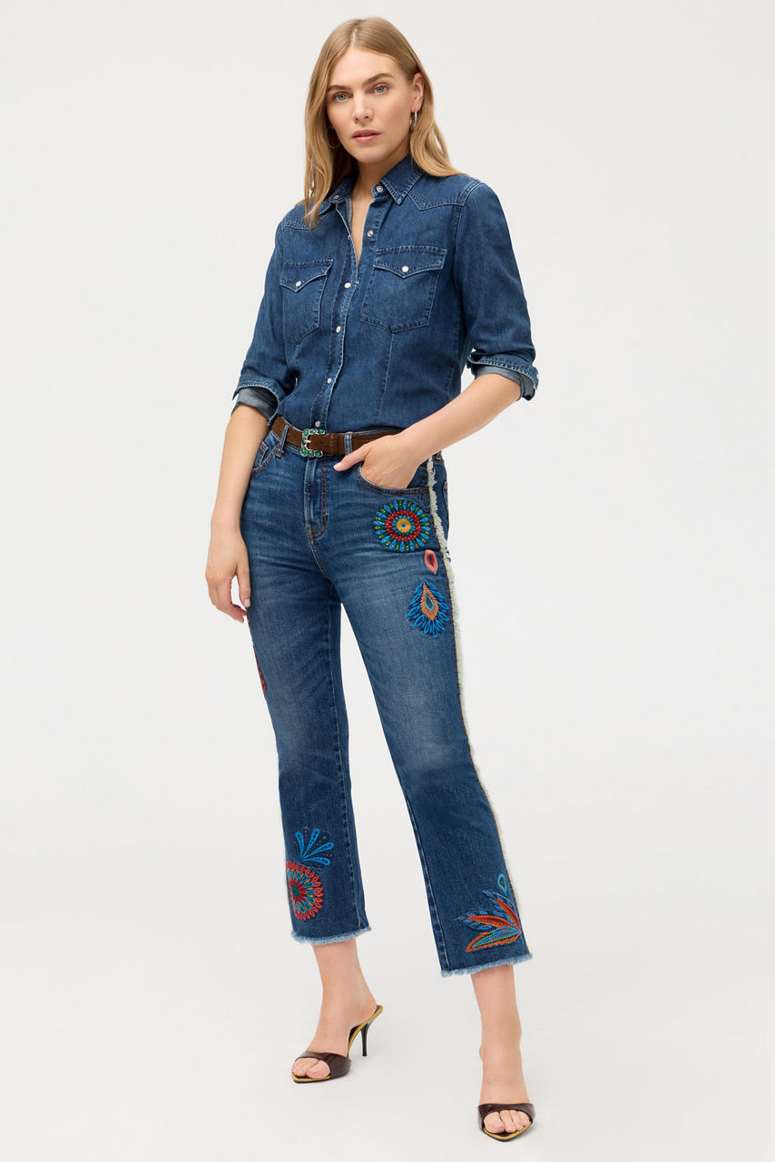 THE FRINGE CROPPED BABY BOOT JEAN, , large image 3