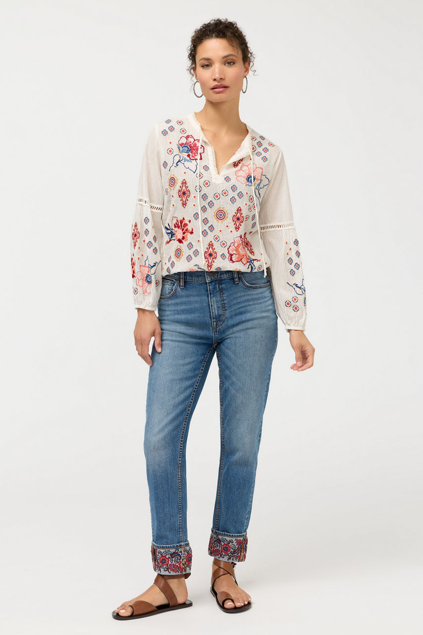THE CUFFED SLIM STRAIGHT LEG JEAN, , large image 1