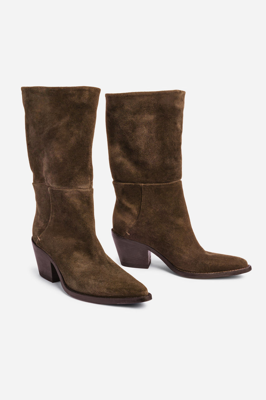 ITALIAN SUEDE SLOUCH WESTERN BOOT, , large image 2