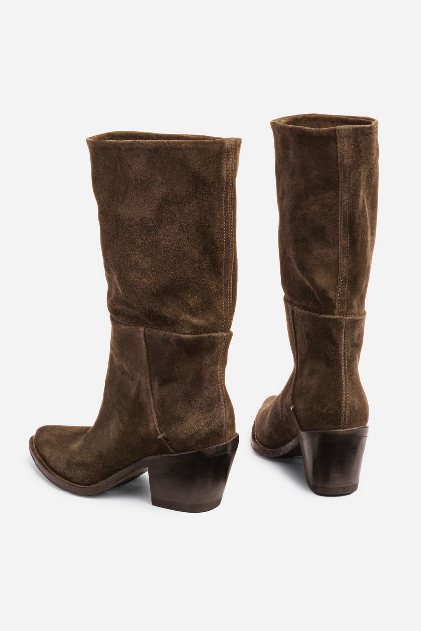 ITALIAN SUEDE SLOUCH WESTERN BOOT, , large image 3