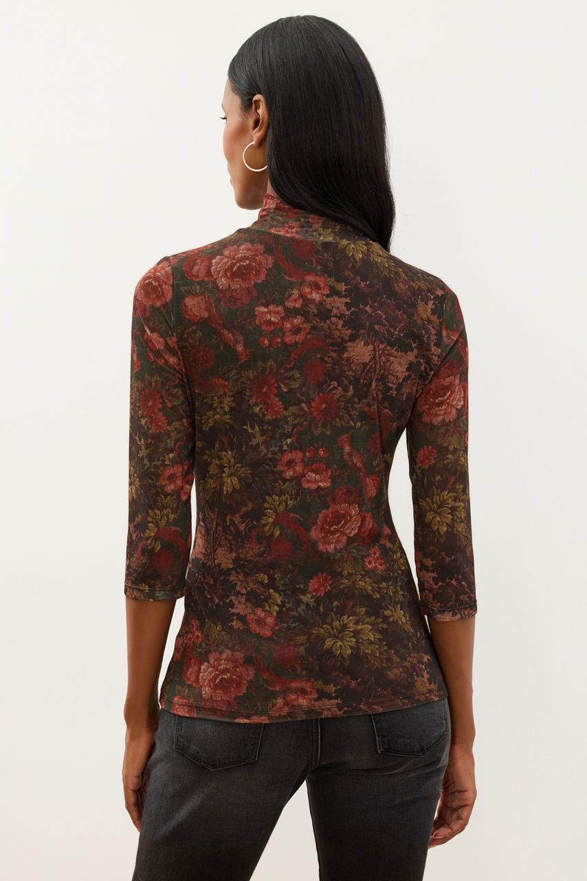 3/4 SLEEVE MOCK NECK MESH TOP, , large image 3