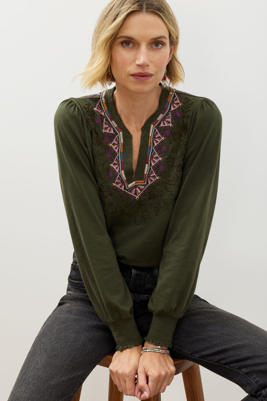 HENLEY BISHOP SLEEVE TEE, , large image 1