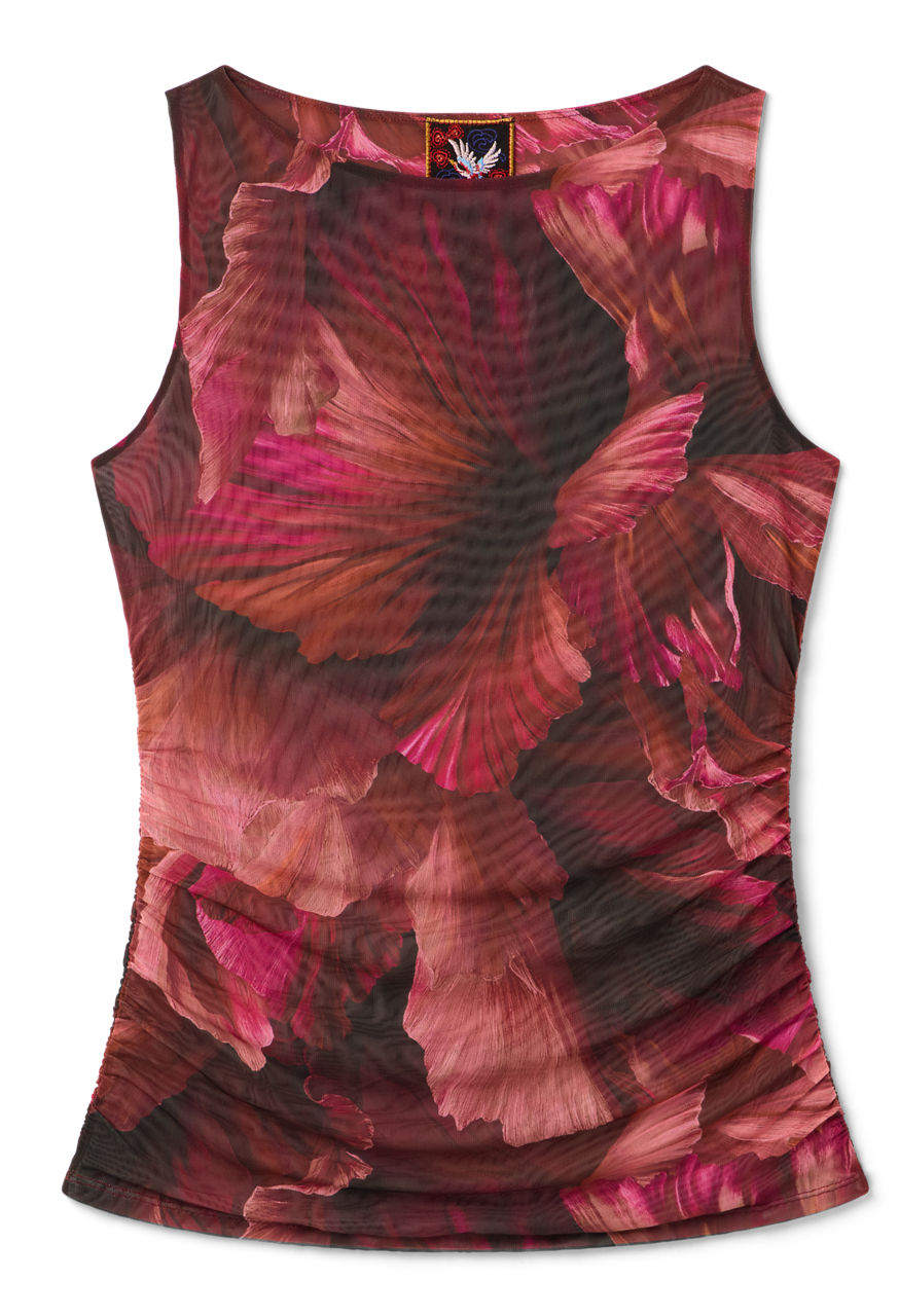 BOAT NECK RUCHED MESH TOP, , large image 5