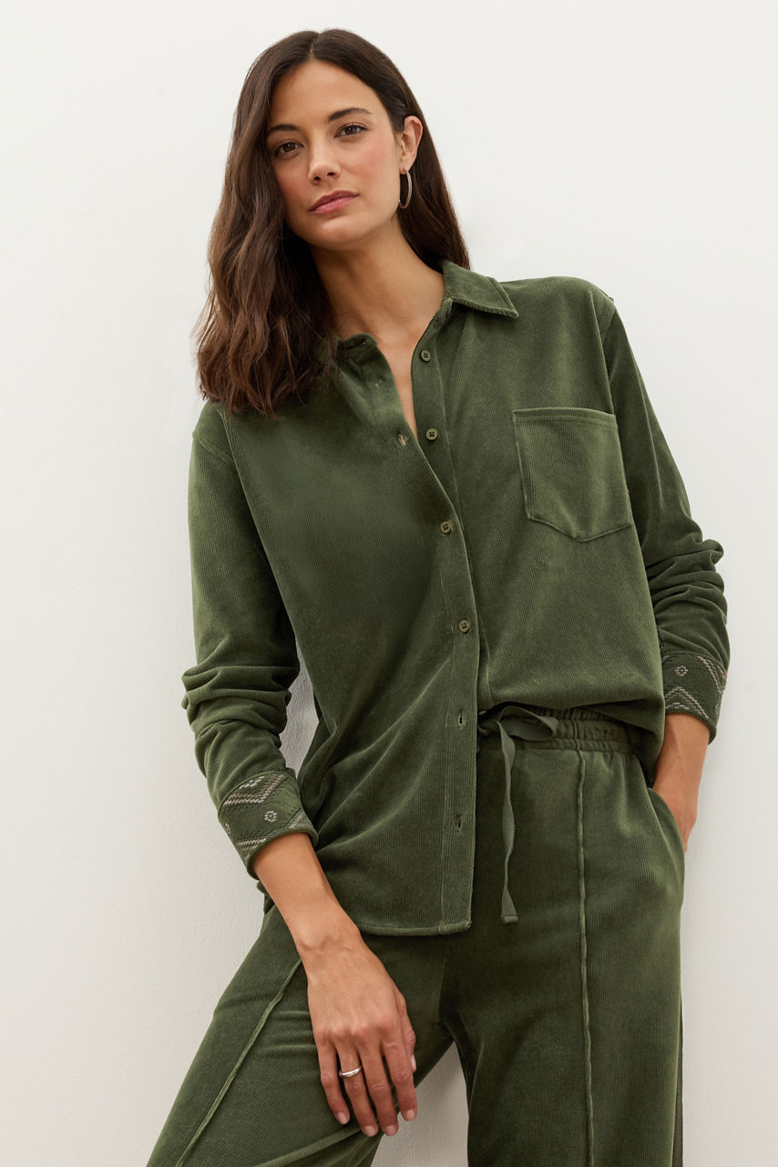SIDE STRIPE OVERSIZED BUTTON DOWN, , large image 1