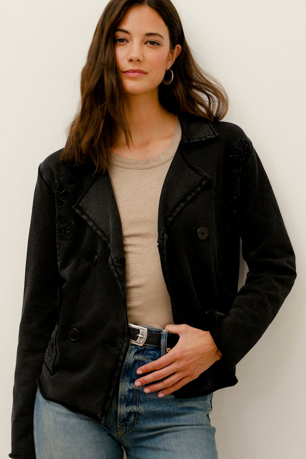 SEAMED FRENCH TERRY JACKET, , large video