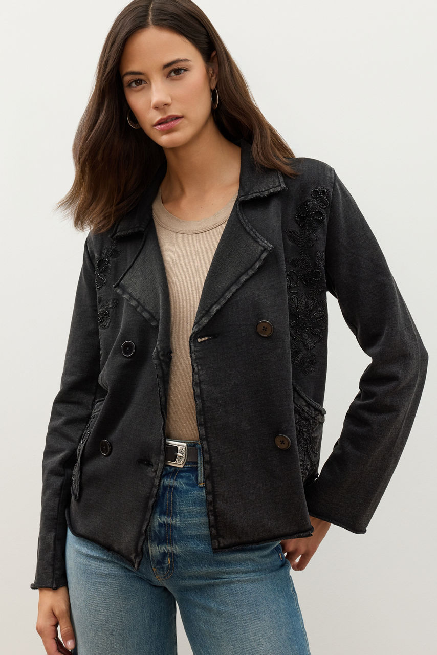 SEAMED FRENCH TERRY JACKET, , large image 3