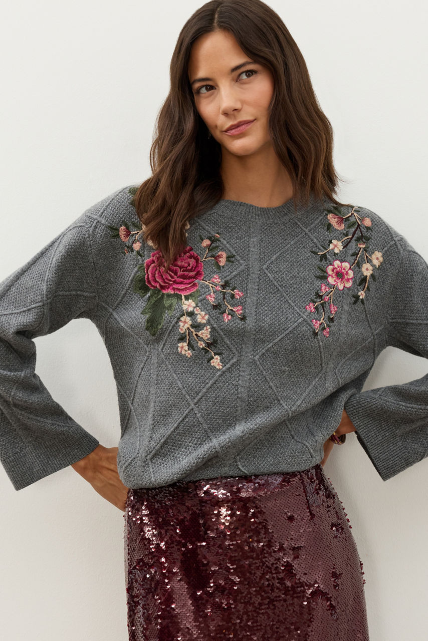 CABLE KNIT SWEATER, , large image 1