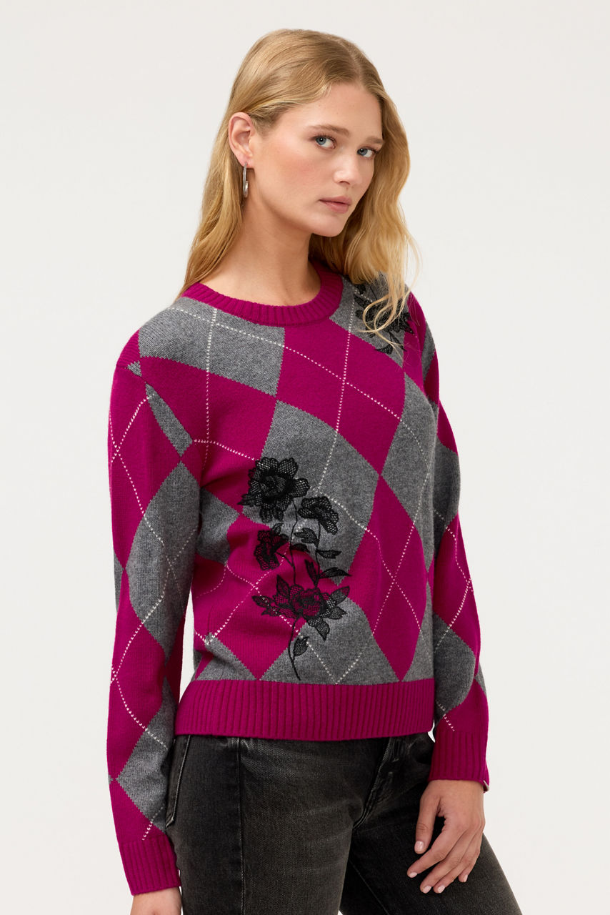 VIRIELLE ARGYLE SWEATER, , large image 3