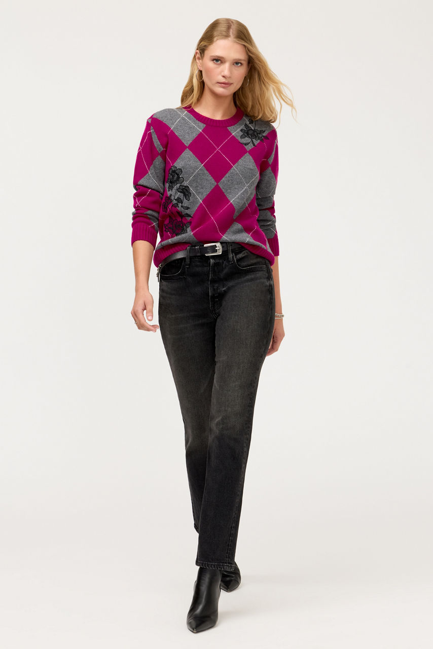 VIRIELLE ARGYLE SWEATER, , large image 4