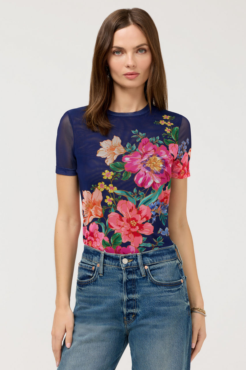 ELEANOR SHORT SLEEVE MESH TEE, , large image 1
