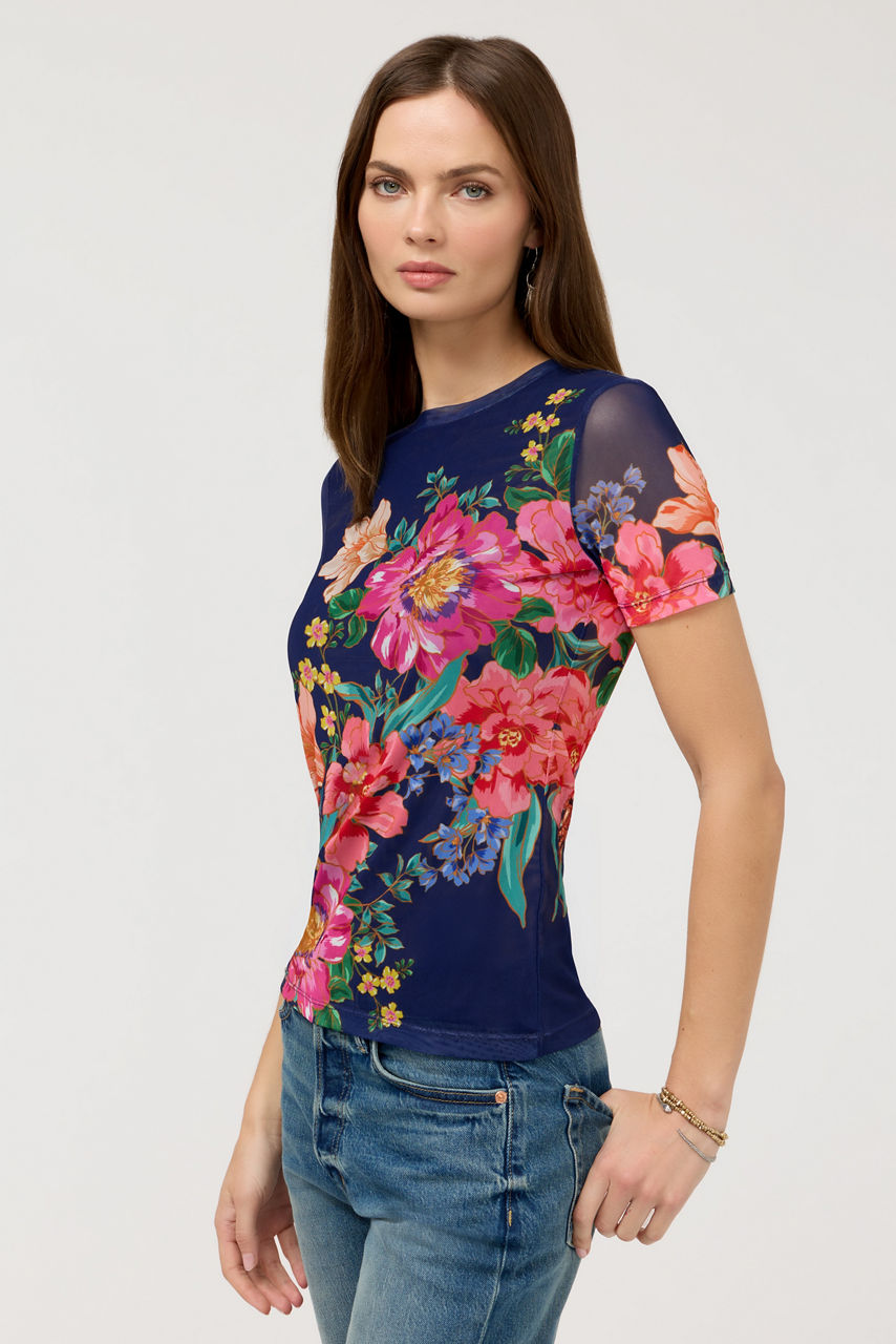 ELEANOR SHORT SLEEVE MESH TEE, , large image 2