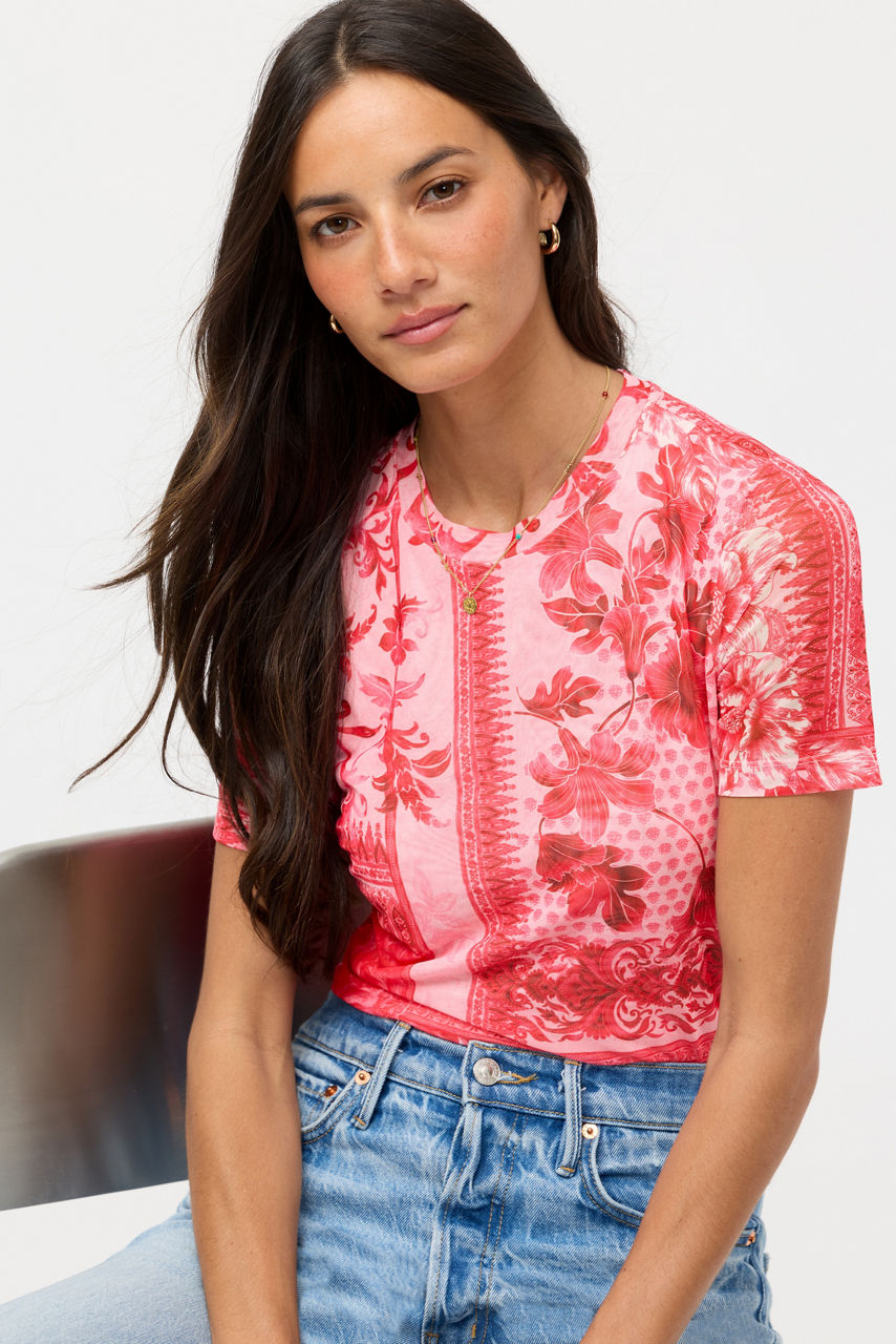 ELEANOR SHORT SLEEVE MESH TEE, , large image 1