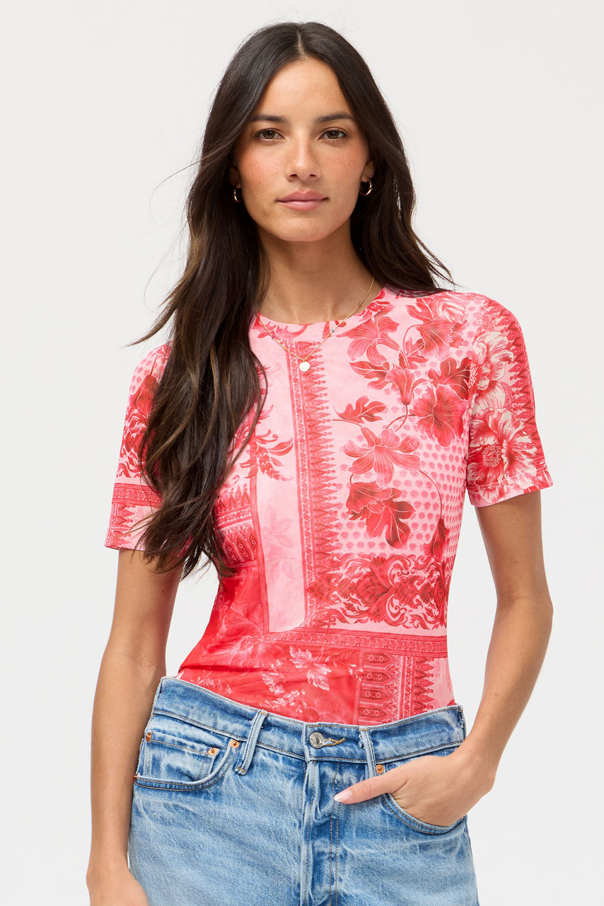 ELEANOR SHORT SLEEVE MESH TEE, , large image 2