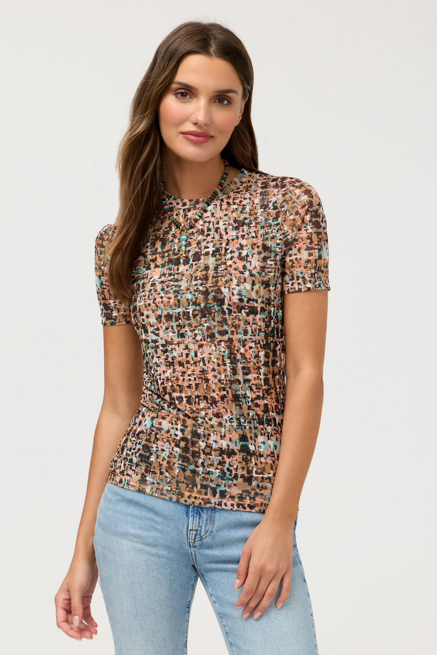 ELEANOR SHORT SLEEVE MESH TEE, , large image 2