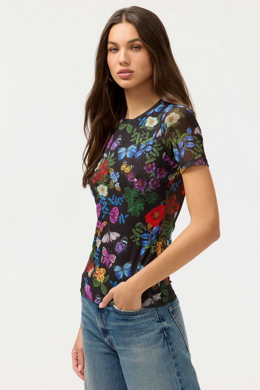 ELEANOR SHORT SLEEVE MESH TEE, , large image 2