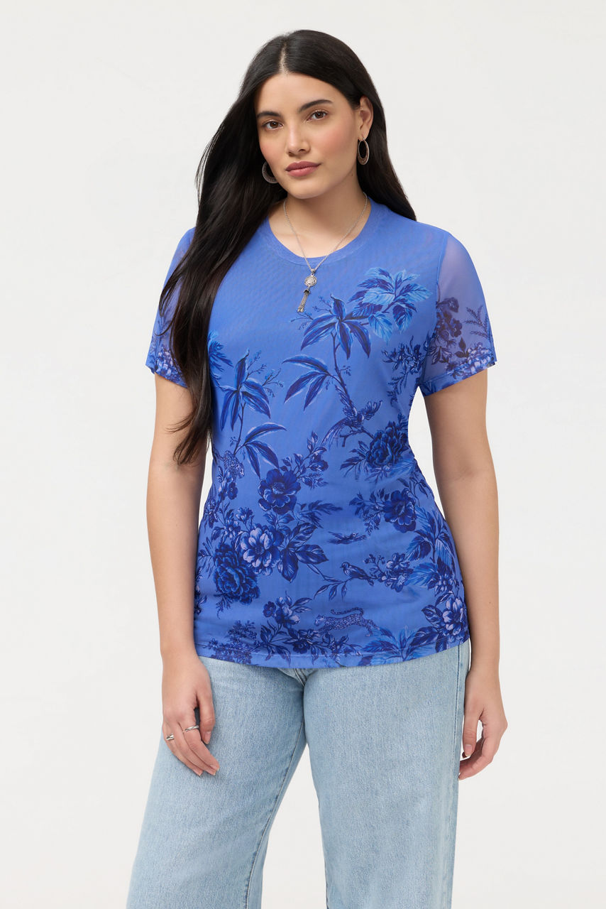 ELEANOR SHORT SLEEVE MESH TEE, , large image 1