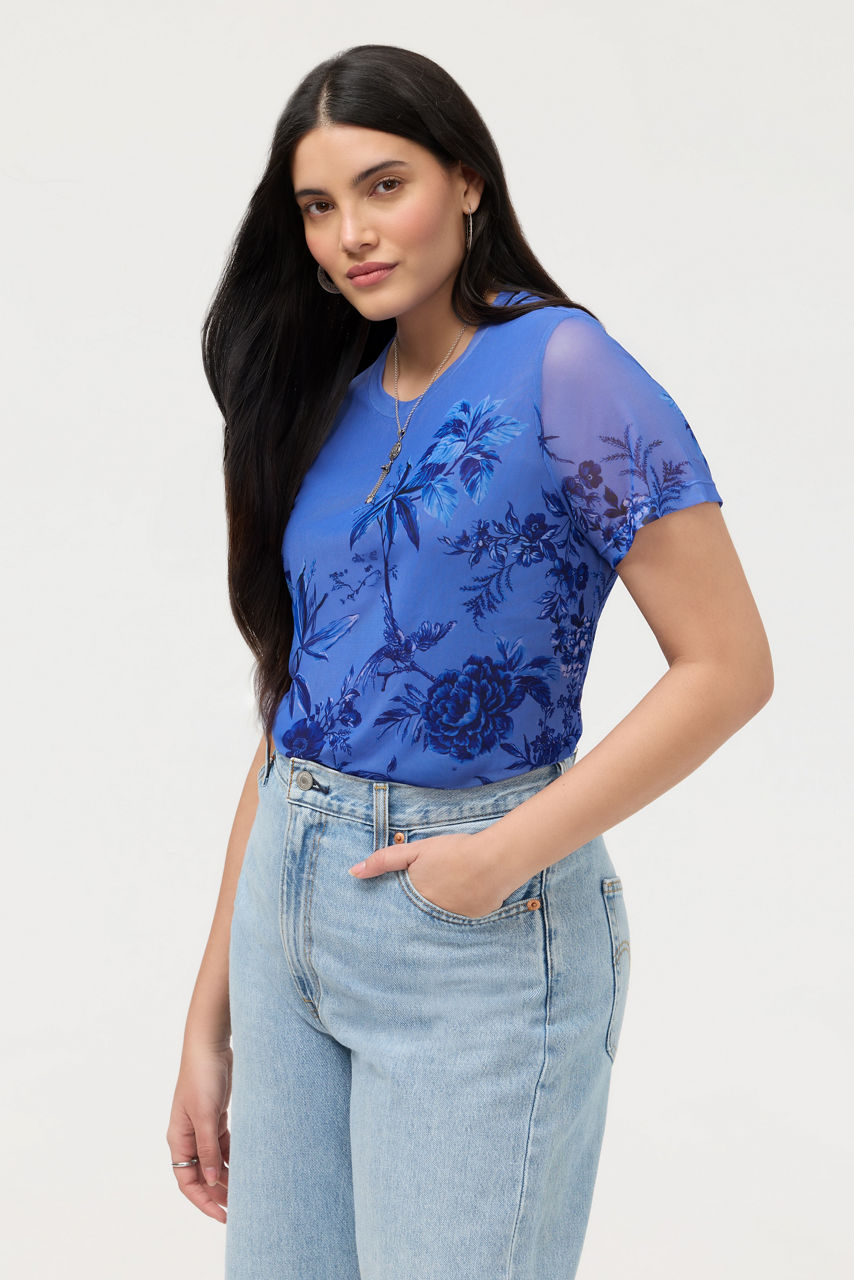ELEANOR SHORT SLEEVE MESH TEE, , large image 2