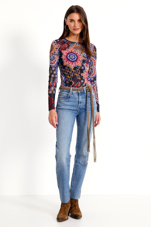 NATALIE LONG SLEEVE MESH TEE, , large video