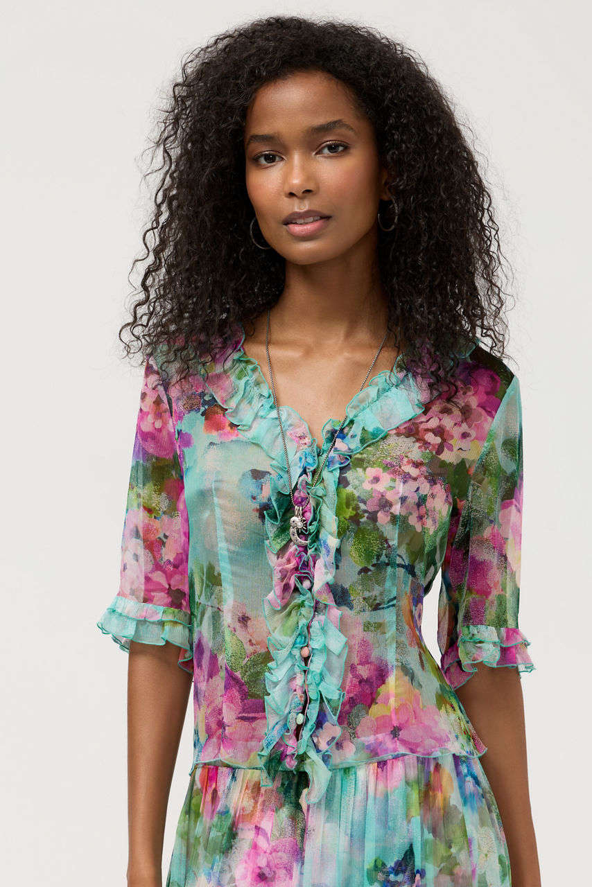 LORELEI RUFFLE BUTTON UP SHIRT, , large image 2