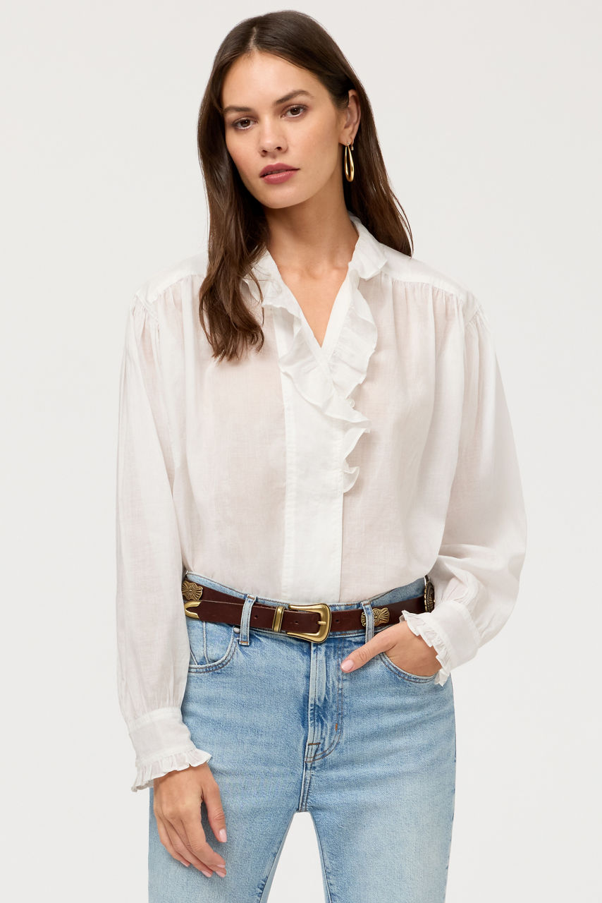 YALENNA RUFFLE BLOUSE, , large image 1