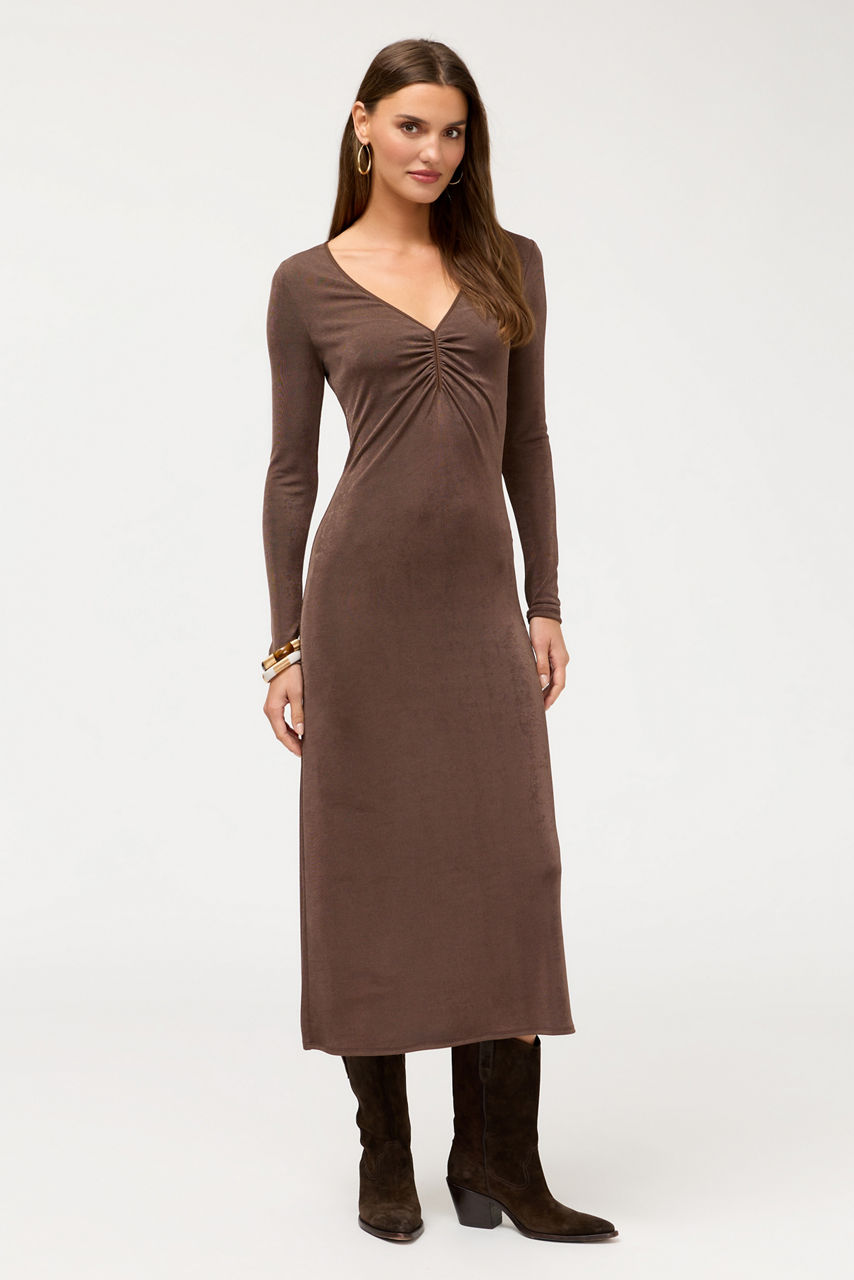 GLORYIA V-NECK MIDI DRESS, , large image 2