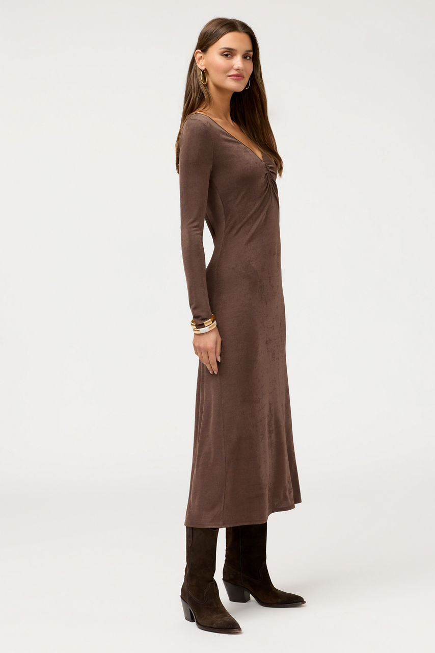 GLORYIA V-NECK MIDI DRESS, , large image 3