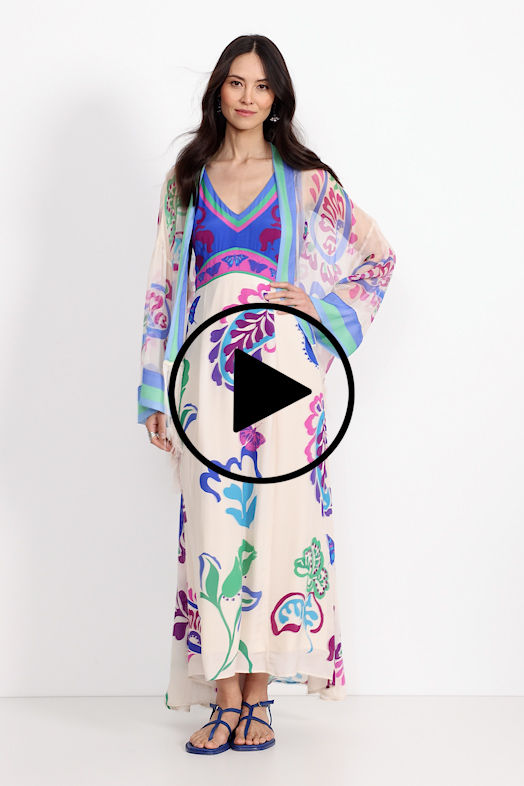 SUNSET FRINGE KIMONO, , large video