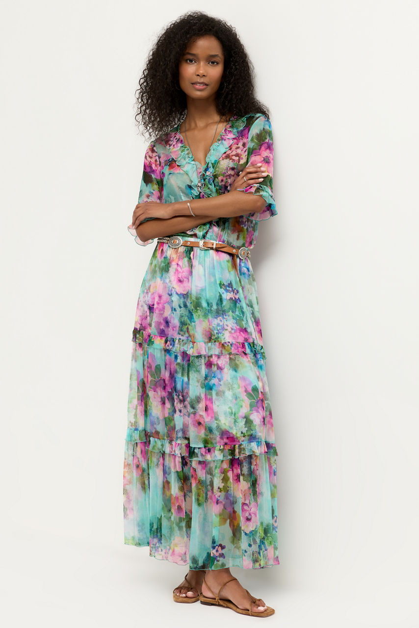 TERRA TIERED MAXI SKIRT, , large image 1