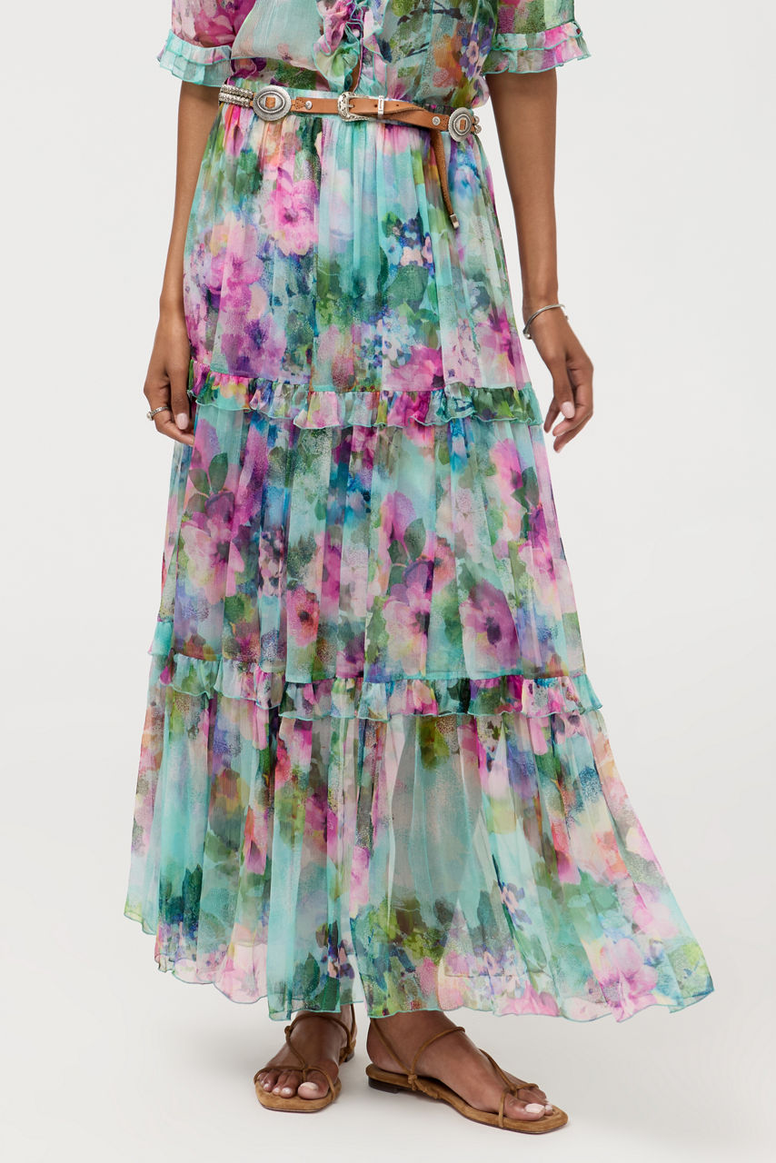 TERRA TIERED MAXI SKIRT, , large image 3