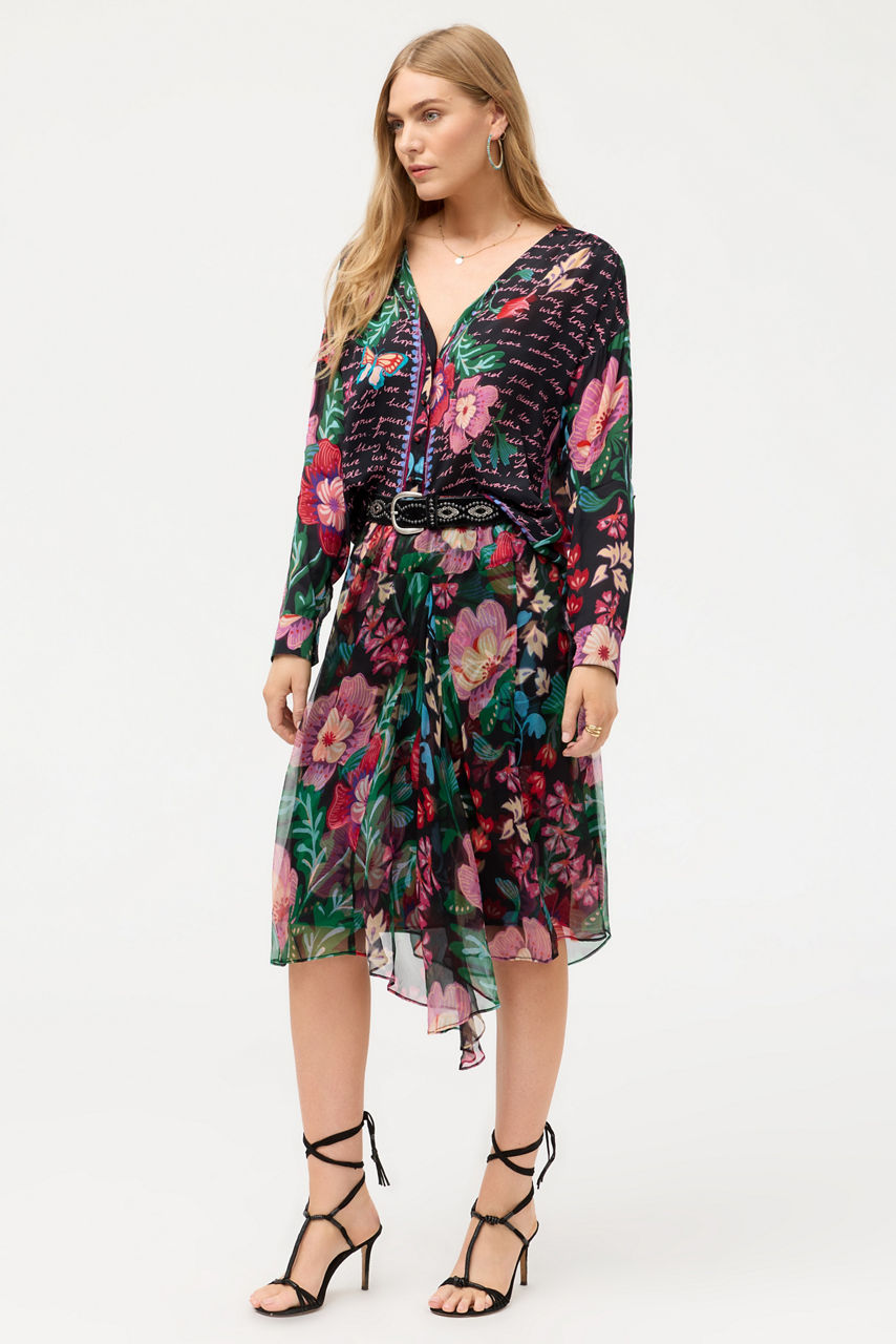 JUSTINIA ASYMMETRICAL MIDI SKIRT, , large image 1