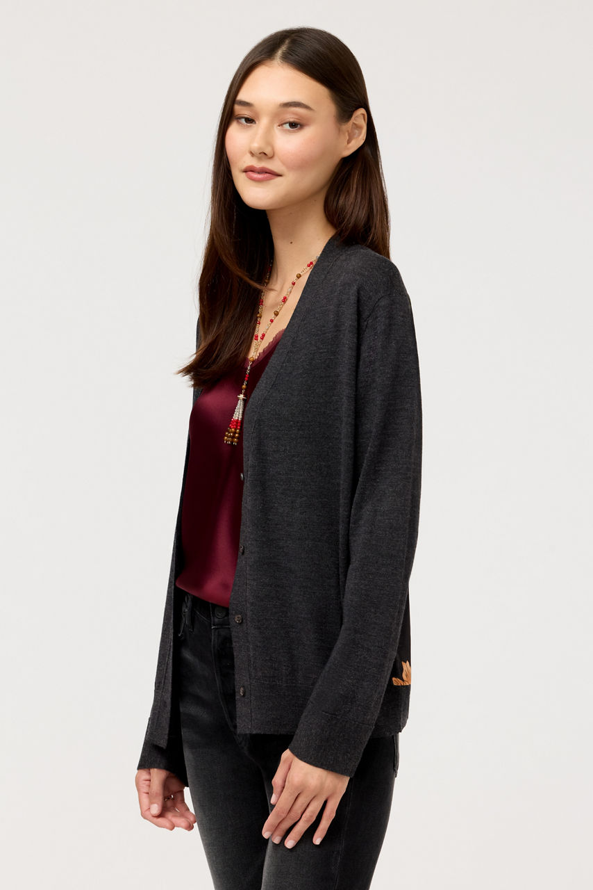 THE PRINTED KNIT V-NECK CARDIGAN, , large image 2