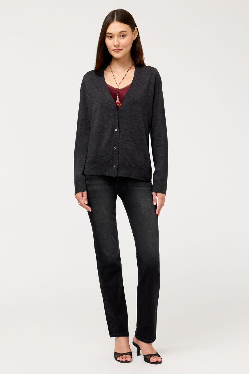 THE PRINTED KNIT V-NECK CARDIGAN, , large image 3
