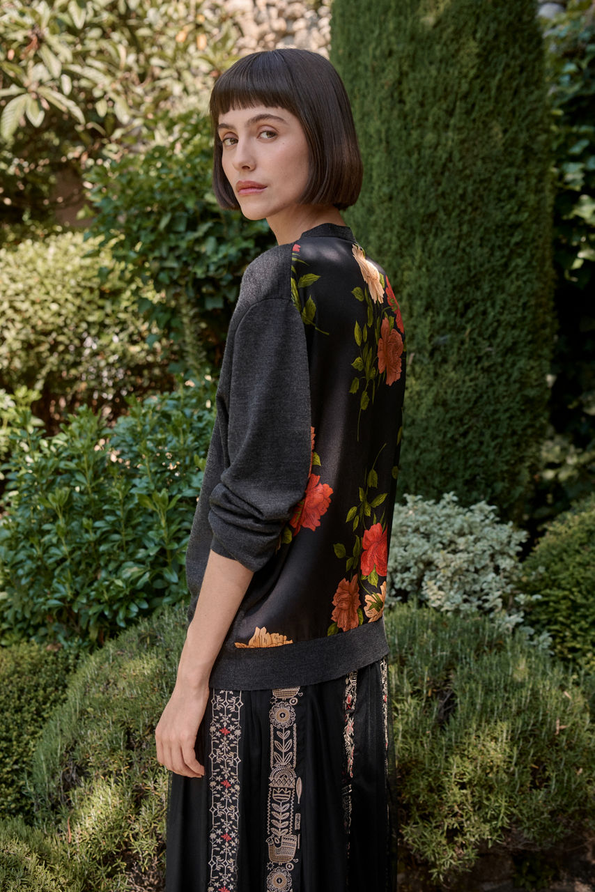 THE PRINTED KNIT V-NECK CARDIGAN, , large image 5