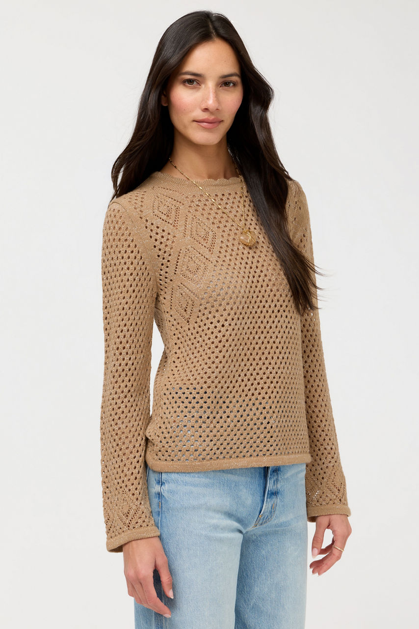 THE METALLIC DIAMOND KNIT PULLOVER, , large image 2