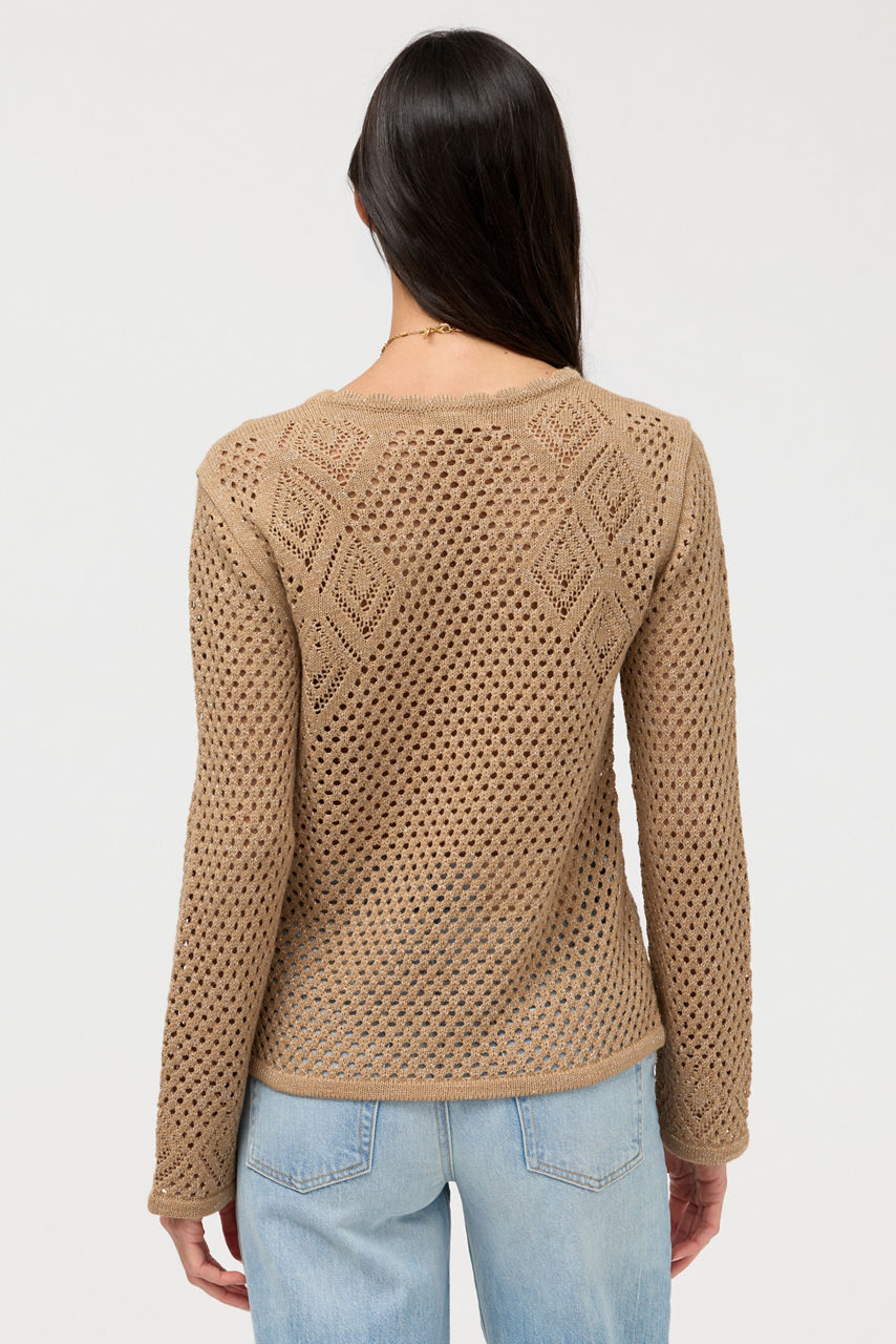 THE METALLIC DIAMOND KNIT PULLOVER, , large image 3