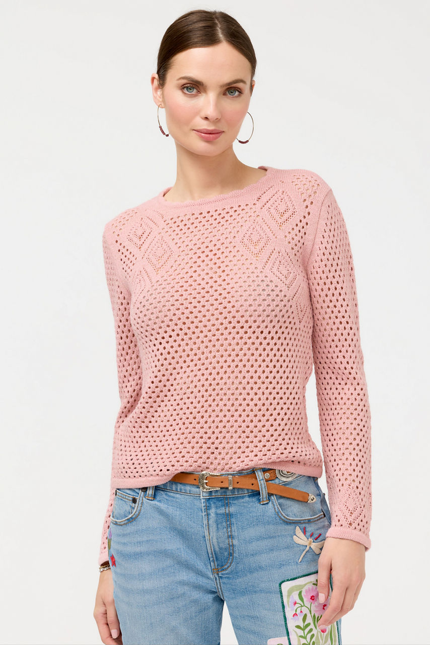 THE METALLIC DIAMOND KNIT PULLOVER, , large image 1