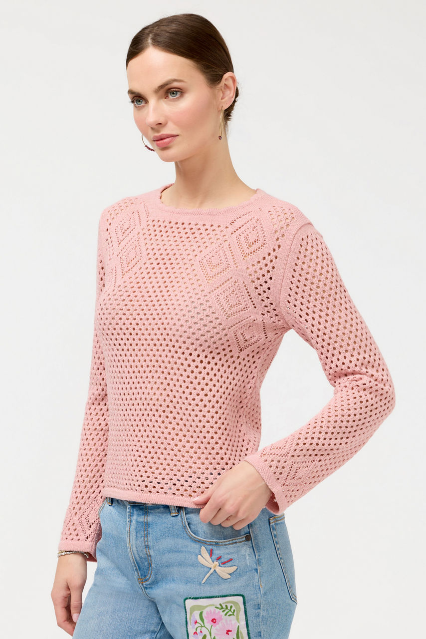 THE METALLIC DIAMOND KNIT PULLOVER, , large image 2