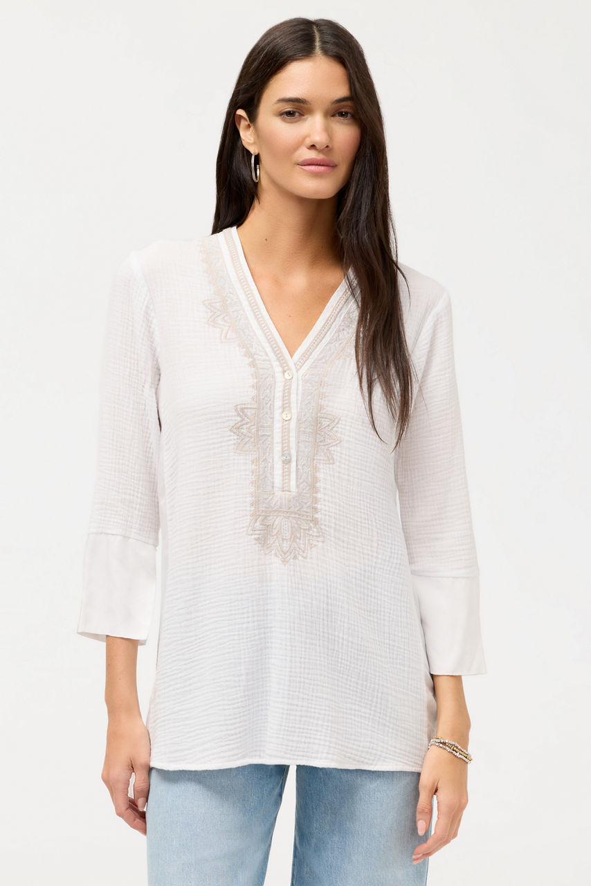 CUPRA GAUZE HENLEY TOP, , large image 1