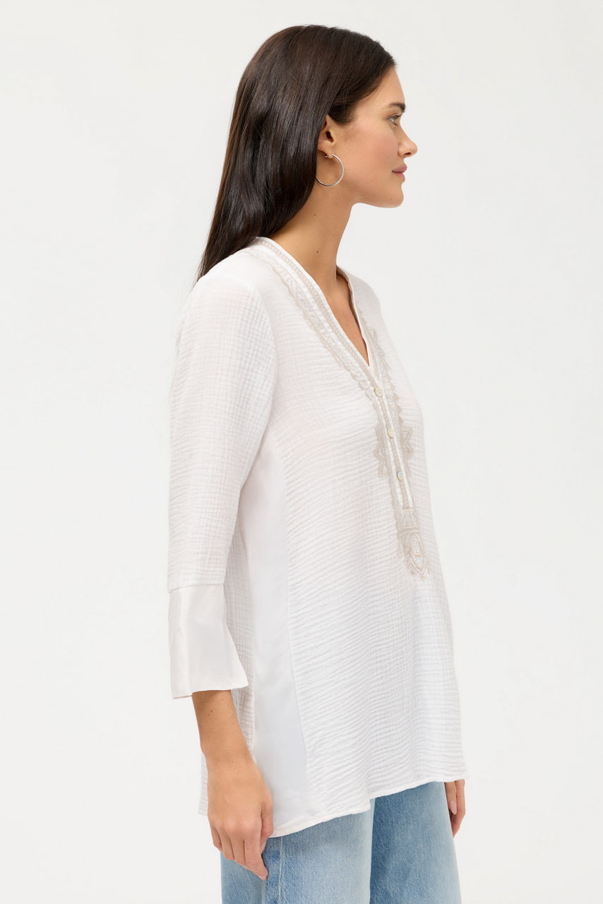 CUPRA GAUZE HENLEY TOP, , large image 2