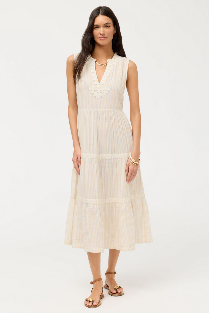 TIERED V-NECK MIDI, , large image 1