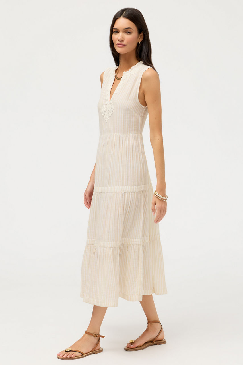 TIERED V-NECK MIDI, , large image 2