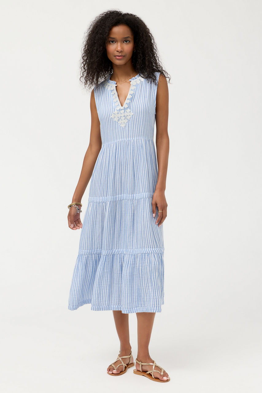 TIERED V-NECK MIDI, , large image 1