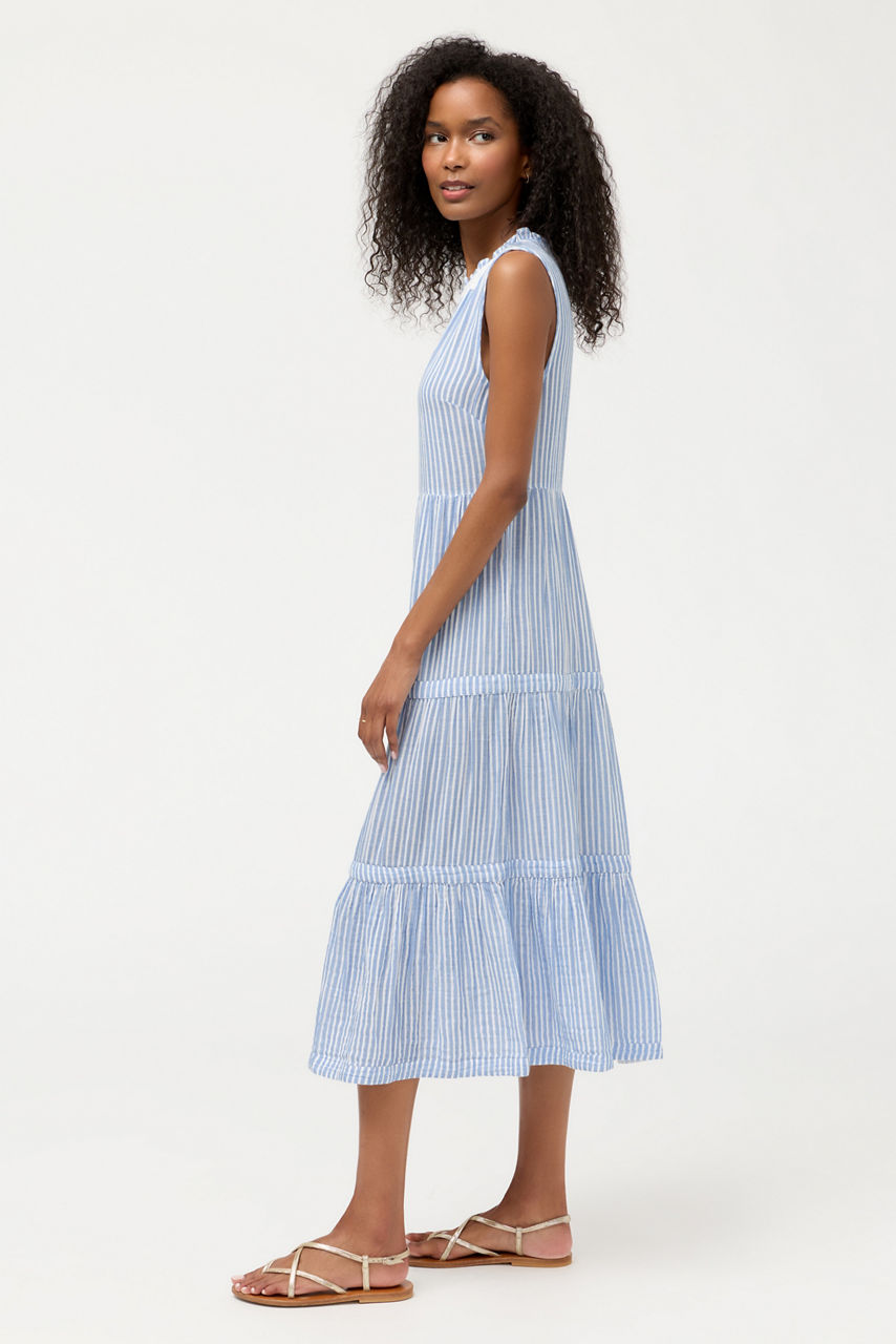 TIERED V-NECK MIDI, , large image 2