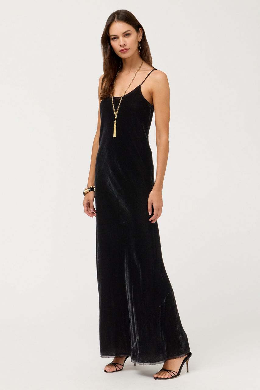 VELVET SLIP DRESS, , large image 1