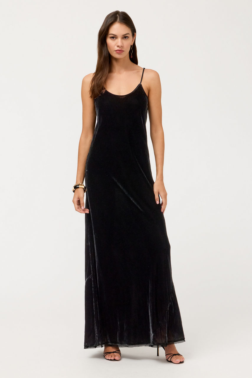 VELVET SLIP DRESS, , large image 2