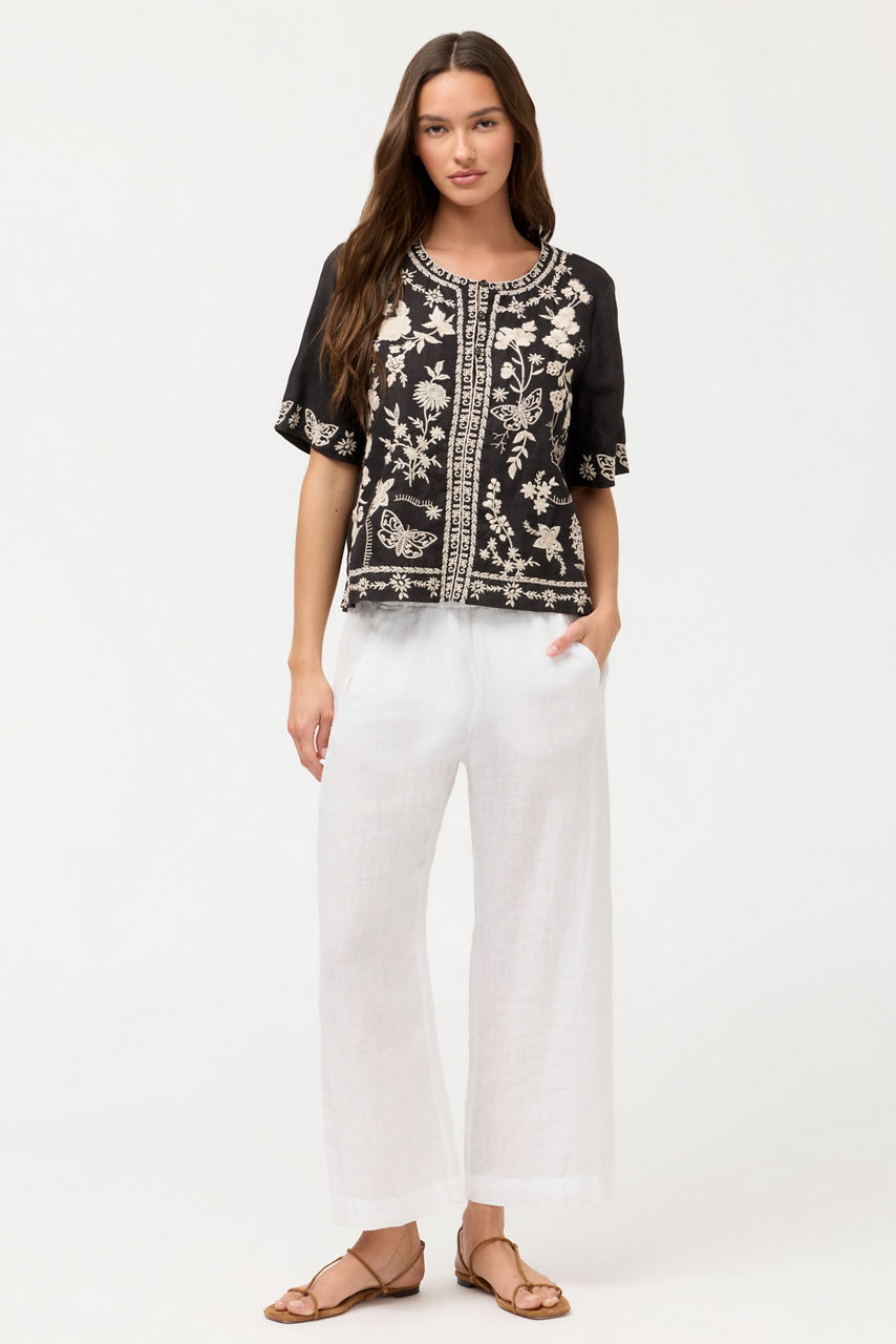 CROPPED LINEN PANT, , large image 1