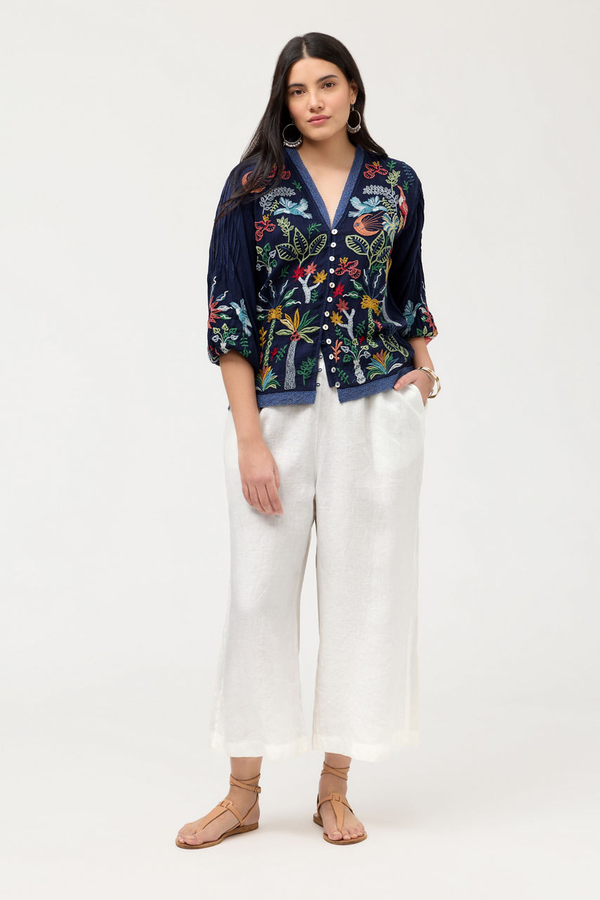 CROPPED LINEN PANT, , large image 1