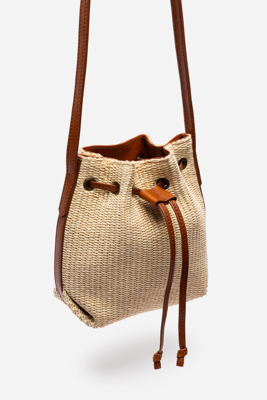 ITALIAN RAFFIA CROSSBODY BUCKET BAG, , large image 2